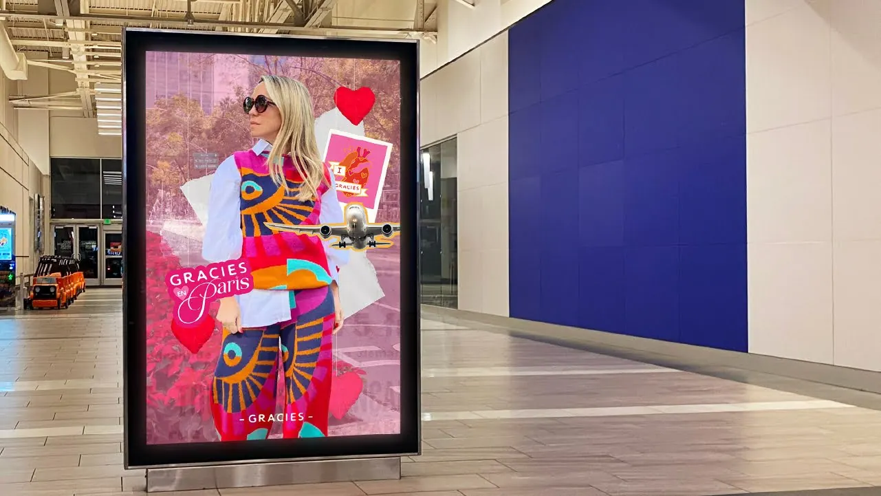 Mupi de Gracies en un centro comercial
