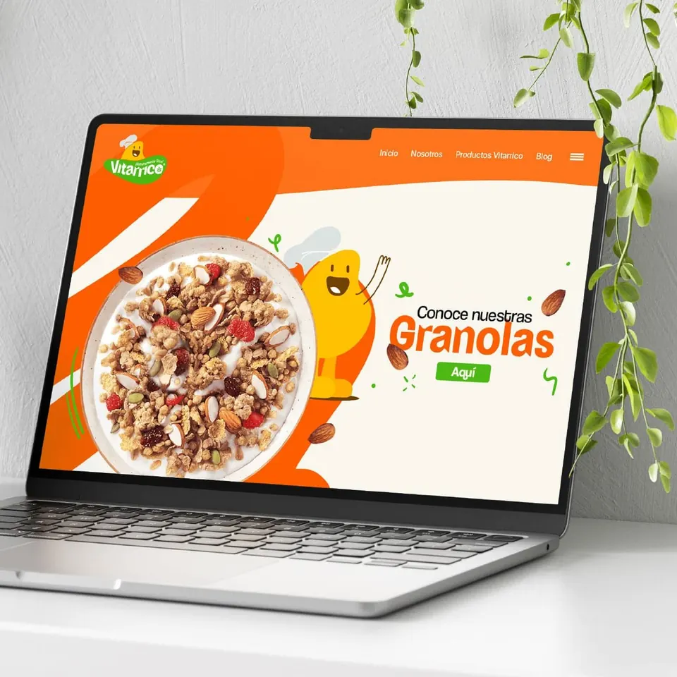 Sitio web de Vitarrico en un portátil